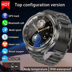 For HUAWEI Outdoor Sports Smart Watch Men AMOLED Screen NFC GPS Compass Heart rate Waterproof Bluetooth Call SmartWatch 2024 New