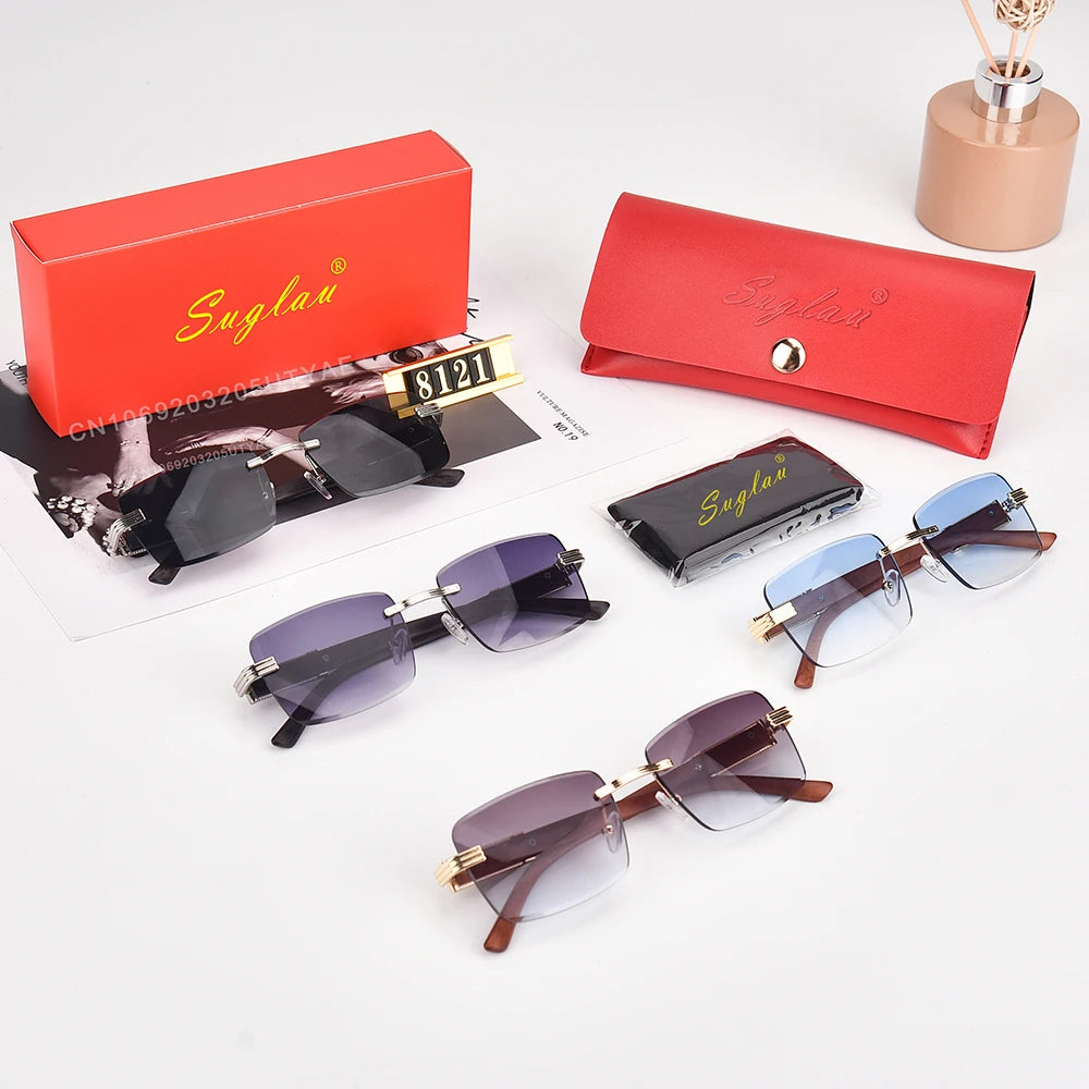 SUGLAU Luxury Brand Square Women's Sunglasses Retro Fashion Business