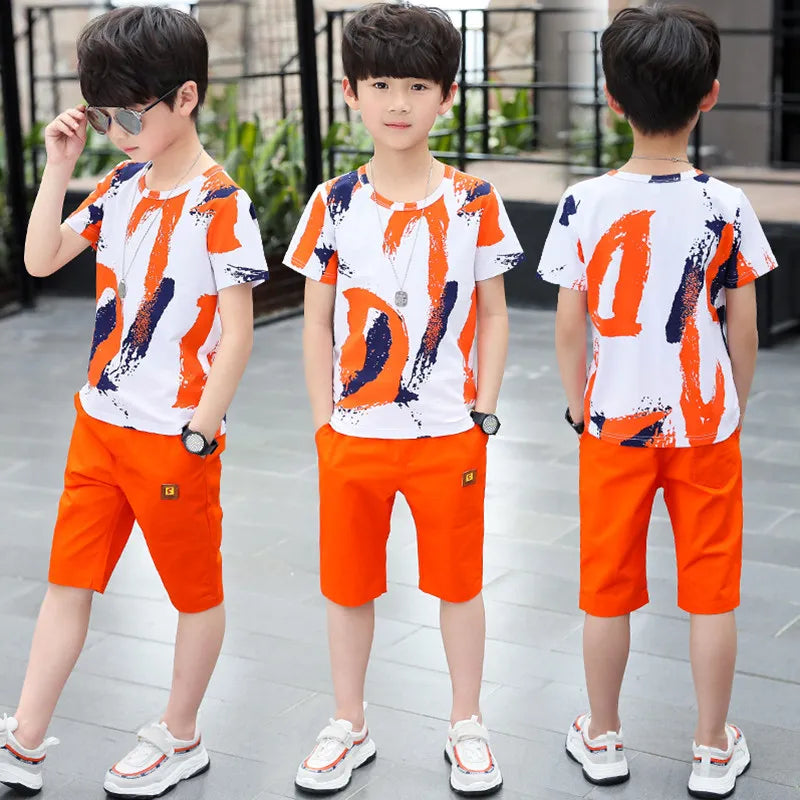Boys Clothing casual Suit Children Short Sleeve Shirt Shorts Set 4 6 8 12 Years