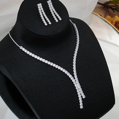 2Pcs Simple Geometric Zircon Necklace