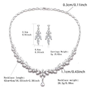 RAKOL Luxury Necklace Earring Set For Women AAA+ Zircon New Flower Leaf Fashion Bridal Wedding Party Charm Jewelry Set
