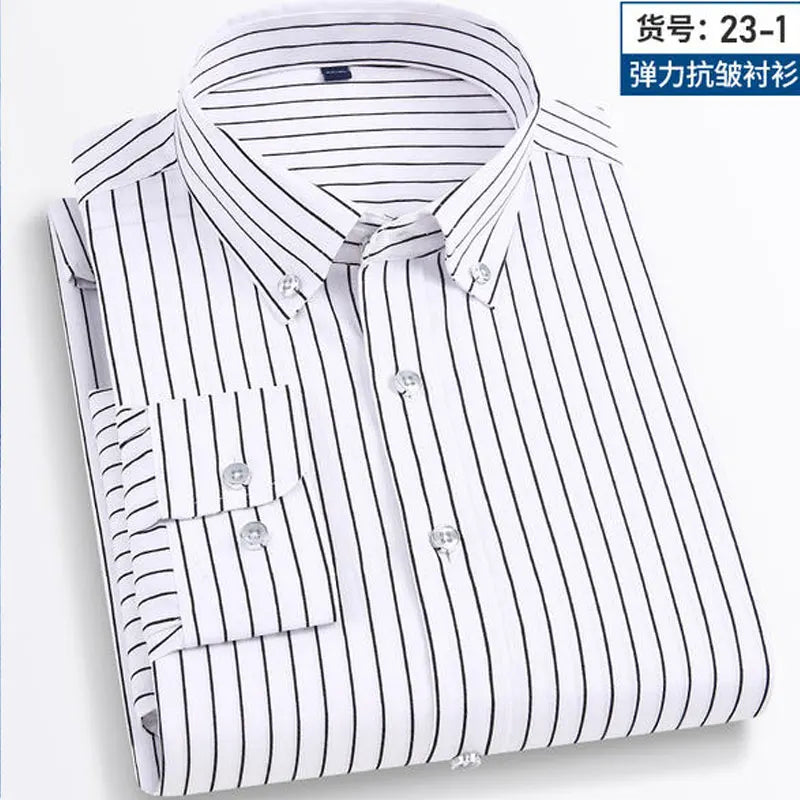 Summer men's long-sleeved shirt spring and summer ice silk thin stripes business casual high-quality work clothes wear fashion