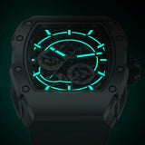 BRUBOSES-Men's Mechanical Watch with Sapphire Crystal, 316L Stainless Steel Case, Tonneau Watch, Casual Fashion