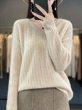 Women's Fashion Sweater V-Neck Pullover Long Sleeve