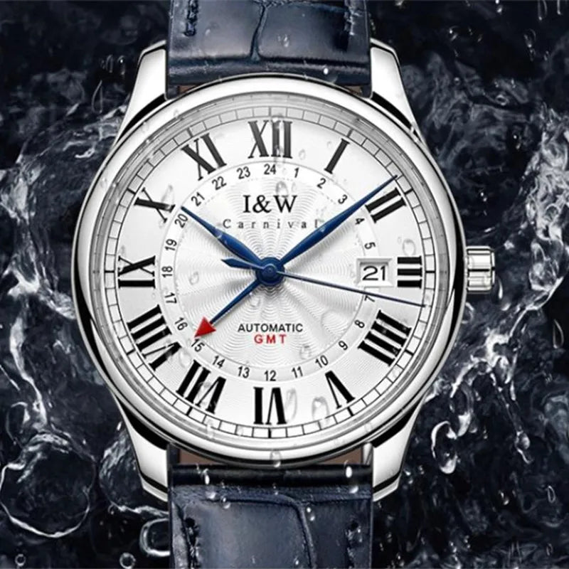 Relogio Masculino CARNIVAL Mechanical Business Watch for Men Brand Luxury GMT Automatic Wrist Watch Waterproof 2023 Reloj Hombre