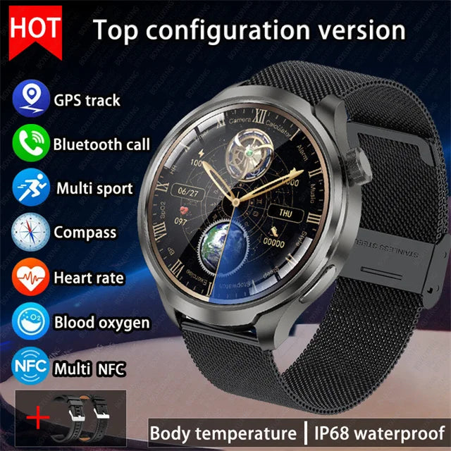 For HUAWEI Outdoor Sports Smart Watch Men AMOLED Screen NFC GPS Compass Heart rate Waterproof Bluetooth Call SmartWatch 2024 New