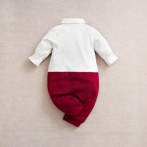 Gentleman Baby Boys bow tie Cotton Clothing Spring and Autumn Children One-Piece  long sleeves Jacket
