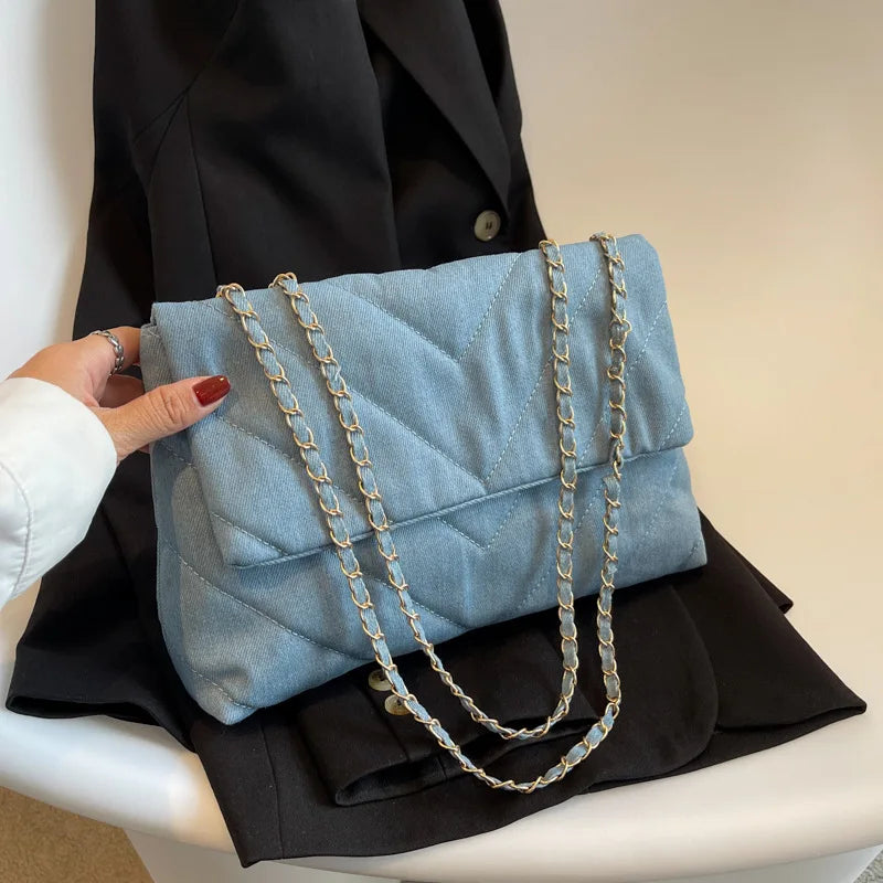 Handbag Woman Fashion Luxury Denim Blue Shoulder Bag