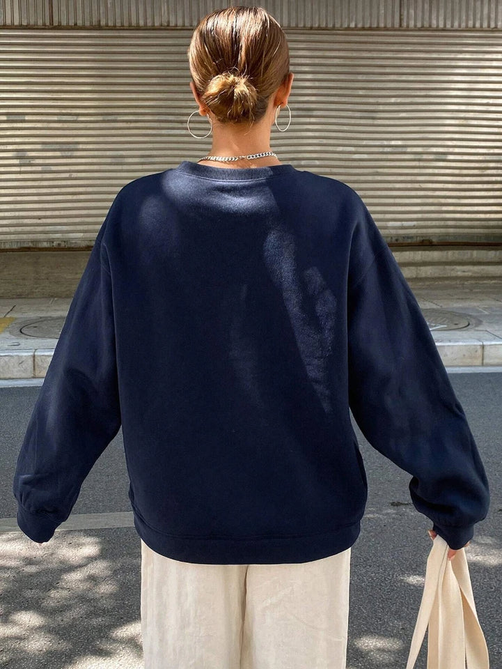 Casual Women's Sweatshirts Kawaii Bow Graphic Prints Pullover Comfortable Warm