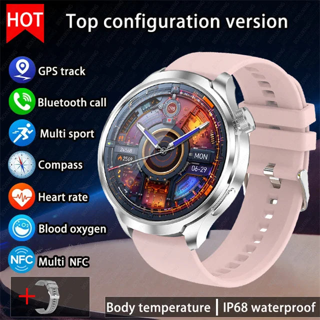 For HUAWEI Outdoor Sports Smart Watch Men AMOLED Screen NFC GPS Compass Heart rate Waterproof Bluetooth Call SmartWatch 2024 New
