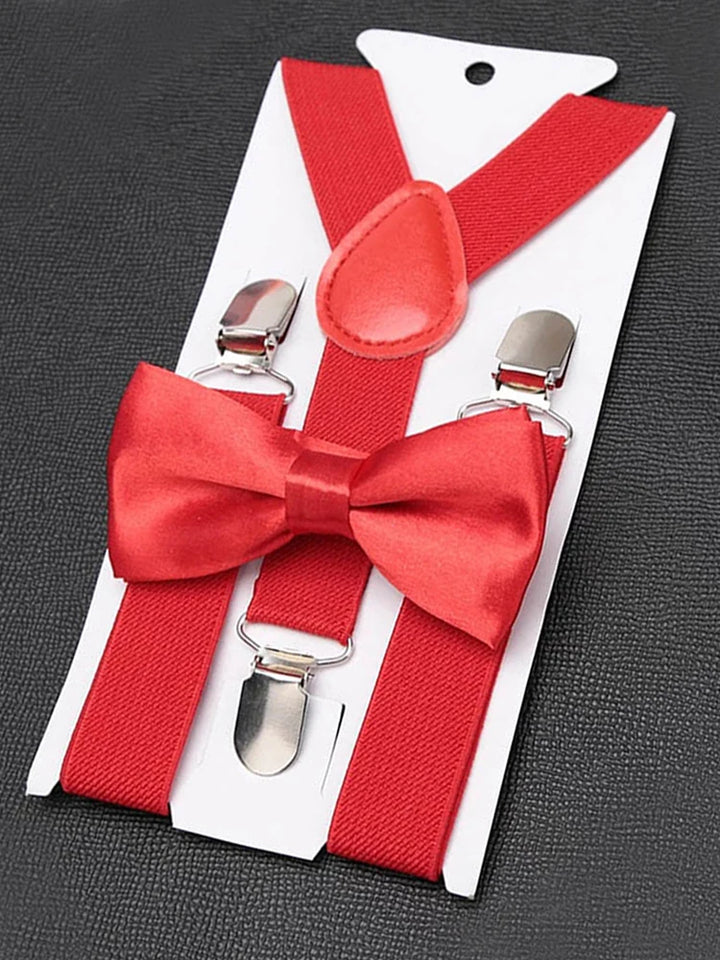 Kids Suspenders Bow Tie Set Boy Girl Retro Adjustable Suspenders Children Baby Braces