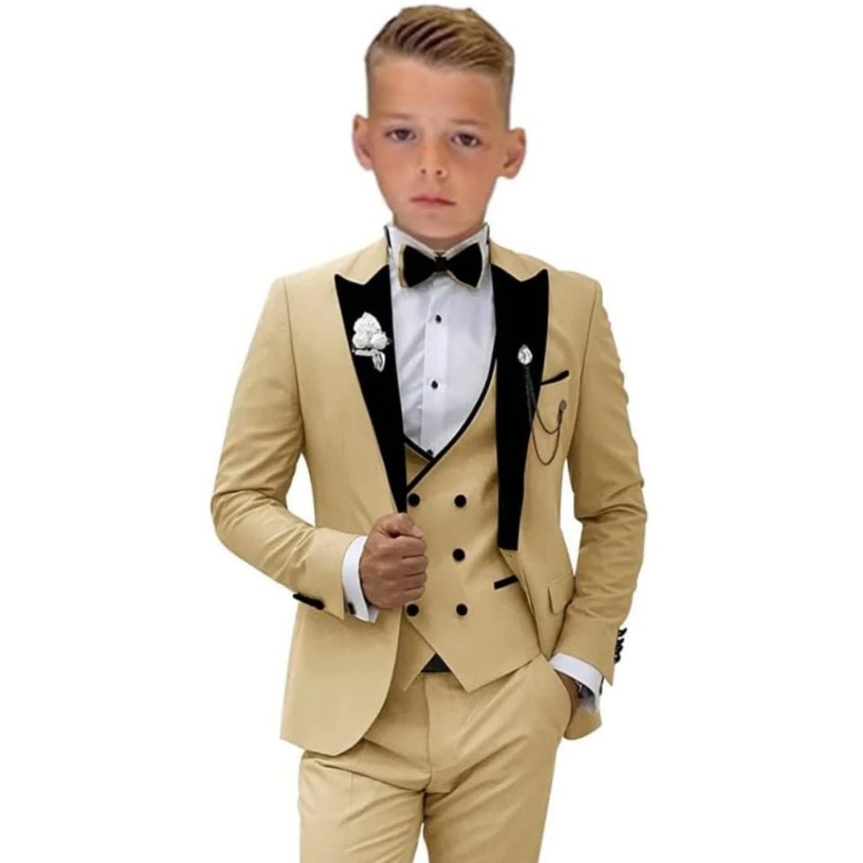 24h Ship Boy's Formal 4-piece Suit Set Including Blazer Vest Pants Bow-tie Smart Kids Tuxedo Suits Dress Wedding Ring Bearer
