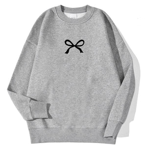 Casual Women's Sweatshirts Kawaii Bow Graphic Prints Pullover Comfortable Warm
