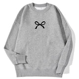 Casual Women's Sweatshirts Kawaii Bow Graphic Prints Pullover Comfortable Warm