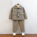 Children Autumn Outfits Gray Casual Blazers Jacket Trousers Two-piece 2 To 12 Years Kids School Uniform Spring Boys Wedding Suit