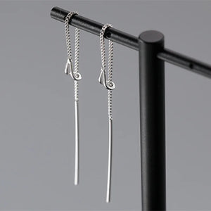 Drop Ear Line Long Hanging Earrings for Women Rose Gold Color Zircon Crystal Piercing Threader Earing Ear Accessories Jewelry
