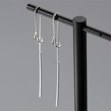 Drop Ear Line Long Hanging Earrings for Women Rose Gold Color Zircon Crystal Piercing Threader Earing Ear Accessories Jewelry