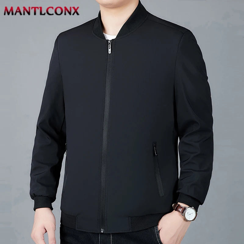 Casual Luxury Solid Color Men's Jacket Spring Autumn Thin V-neck Baseball Jacket for Men Zipper Up Jacket Man Outerwear Tops 3XL