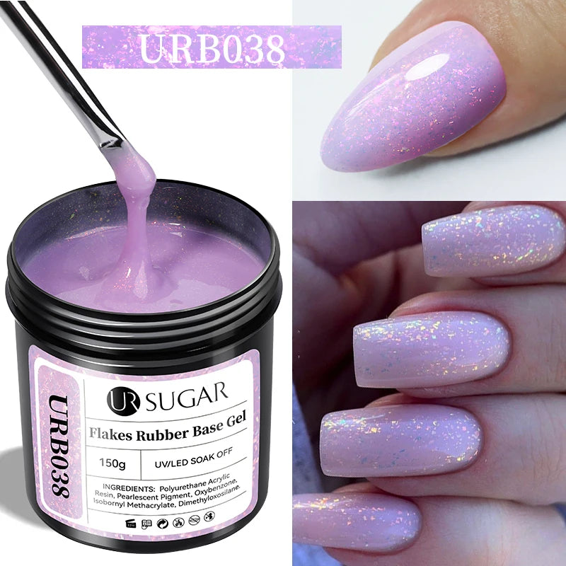 UR SUGAR 150g Rubber Base Gel Nail Polish Sparking Aurora Glitter Rubber Varnish Soak Off Semi permanent UV LED Gel Manicure