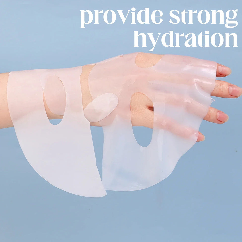 10Pcs Bio-Collagen Face Mask Firming Nourish Brightening Soft Gel Split Mask Shrink Pores Deep Hydrating Night Moisturized Masks