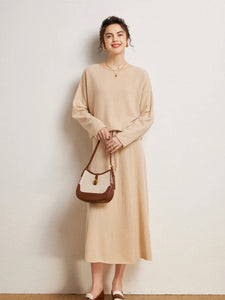Autumn Winter 100% Cashmere Sweater Luxury Women's  Pullover Skirt Two Pieces Set
