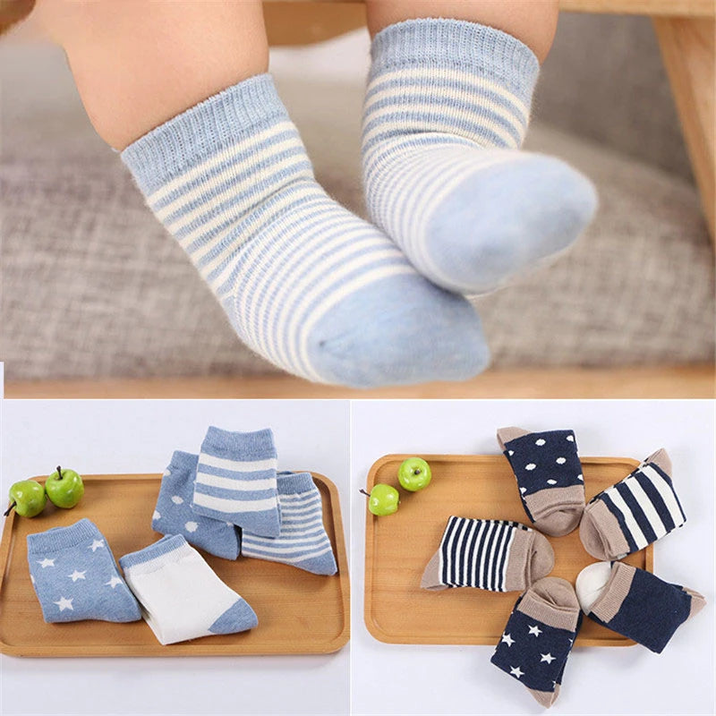 5 Pairs/Lot Kids Soft Cotton Socks Boy  Baby Infant Fashion