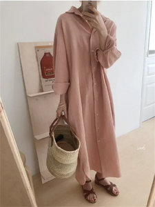 Shirt Dress Evening Vintage Dress Party Oversize Long Cotton Beach Women Dresses