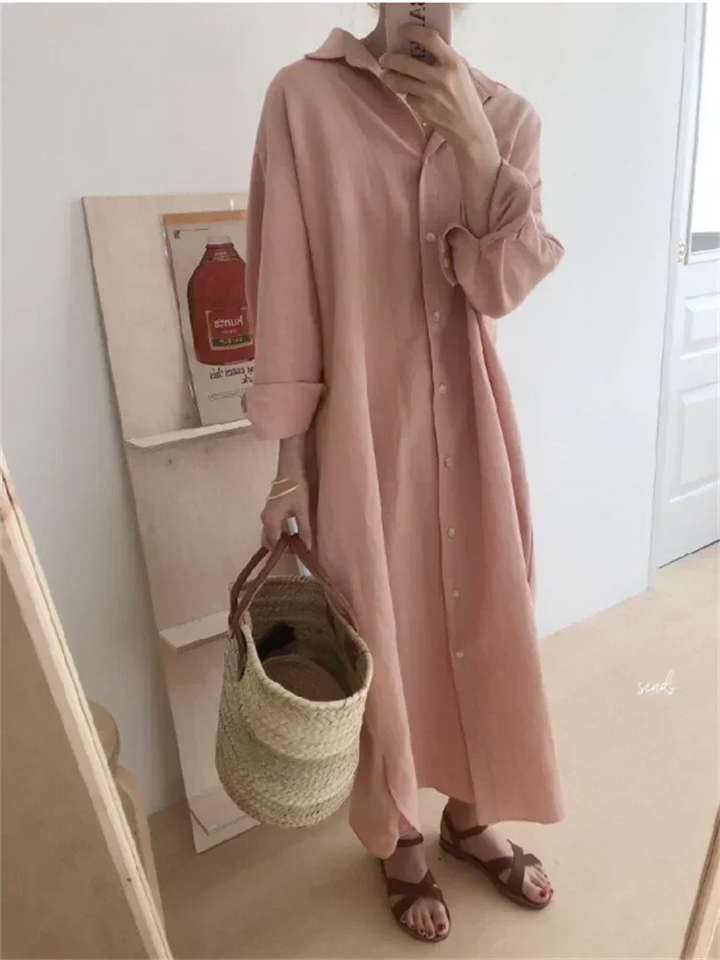 Shirt Dress Evening Vintage Dress Party Oversize Long Cotton Beach Women Dresses