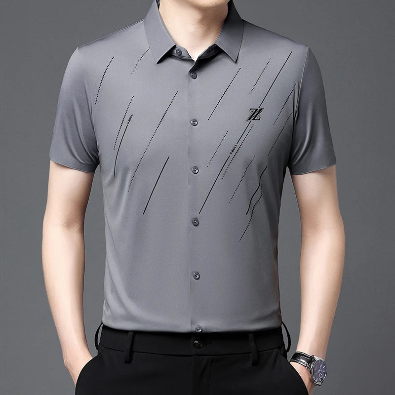 Men's Short-sleeved Shirt Summer New Ice Silk T-shirts