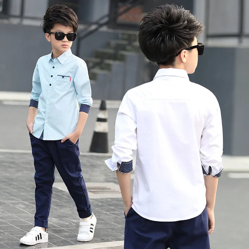 Teenager Kids Boys Clothes Children Shirts Fashion School Casual Tops Cotton Boys