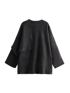 Winter Female Scarf Coat Long Sleeve Knitted Asymmetric Jackets For Women