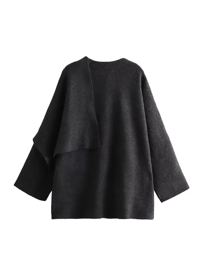 Winter Female Scarf Coat Long Sleeve Knitted Asymmetric Jackets For Women