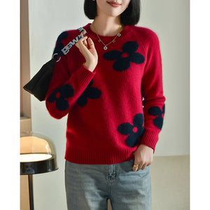 women's sweaters in autumn and winter 100% merino wool round neck pullover