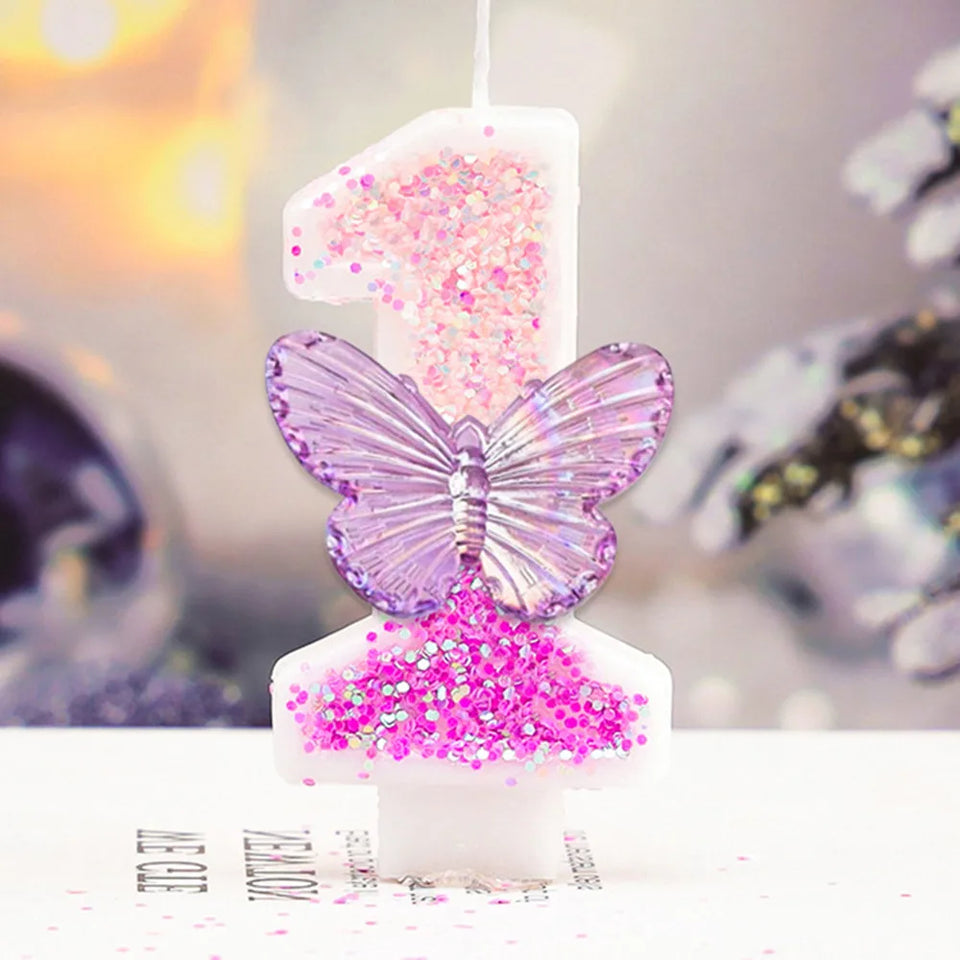 Children's Birthday Candles 0-9 Number Pink Purple Candle