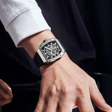 BRUBOSES-Men's Mechanical Watch with Sapphire Crystal, 316L Stainless Steel Case, Tonneau Watch, Casual Fashion
