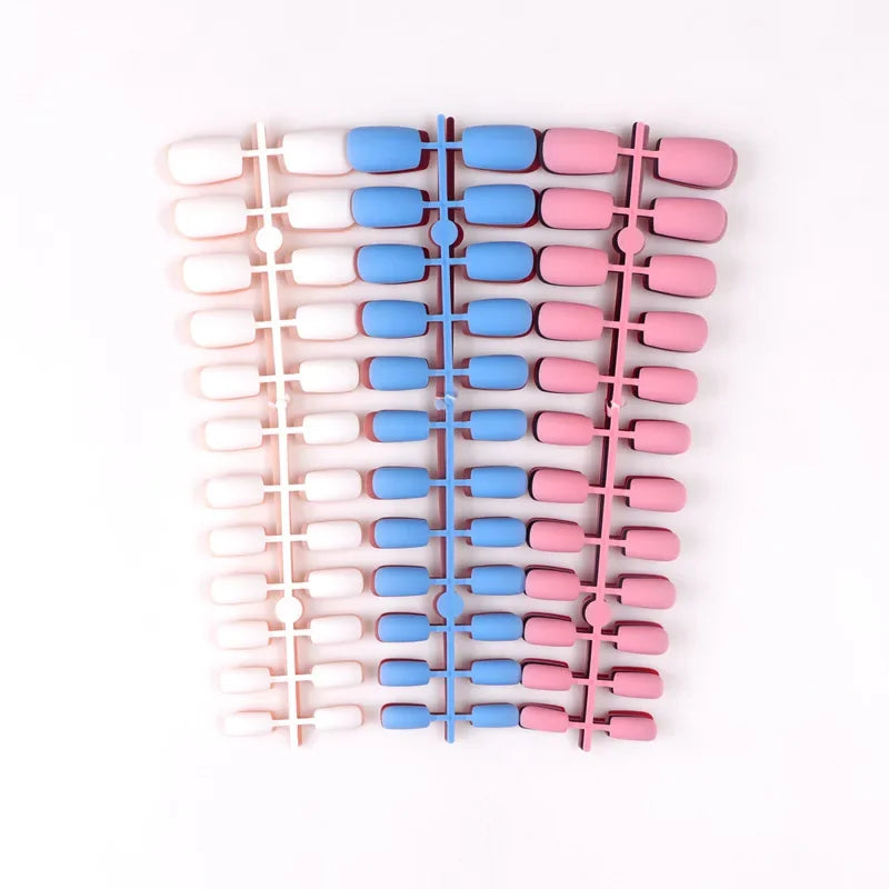 24Pcs/Set Matte False Nails Glue Square Head Frosted