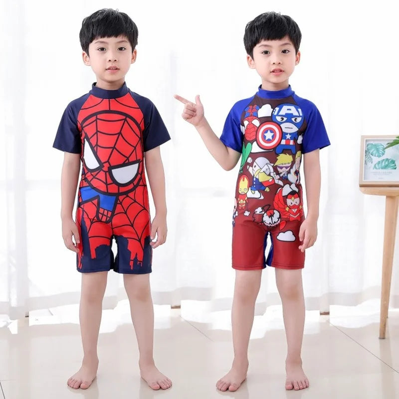 Disney Spider Cartoon Children's Swimsuit Set Iron Man 3-12 Years Old Boy