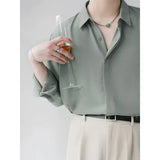 Autumn Loose-fit Korean Style Draped Long Sleeve Casual Shirt For Men
