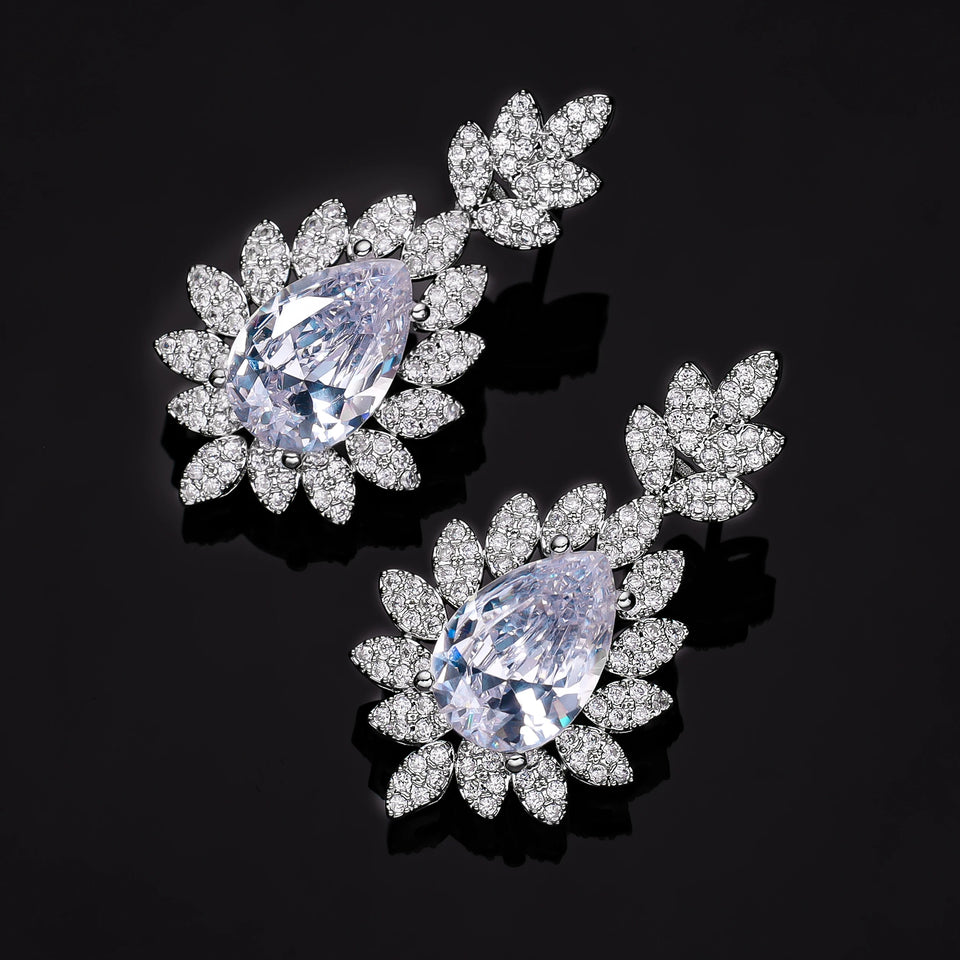 4-Piece Jewelry Set Angel Design Bride Necklace Earring Set AAA Cubic Zirconia Women's Wedding Accessories
