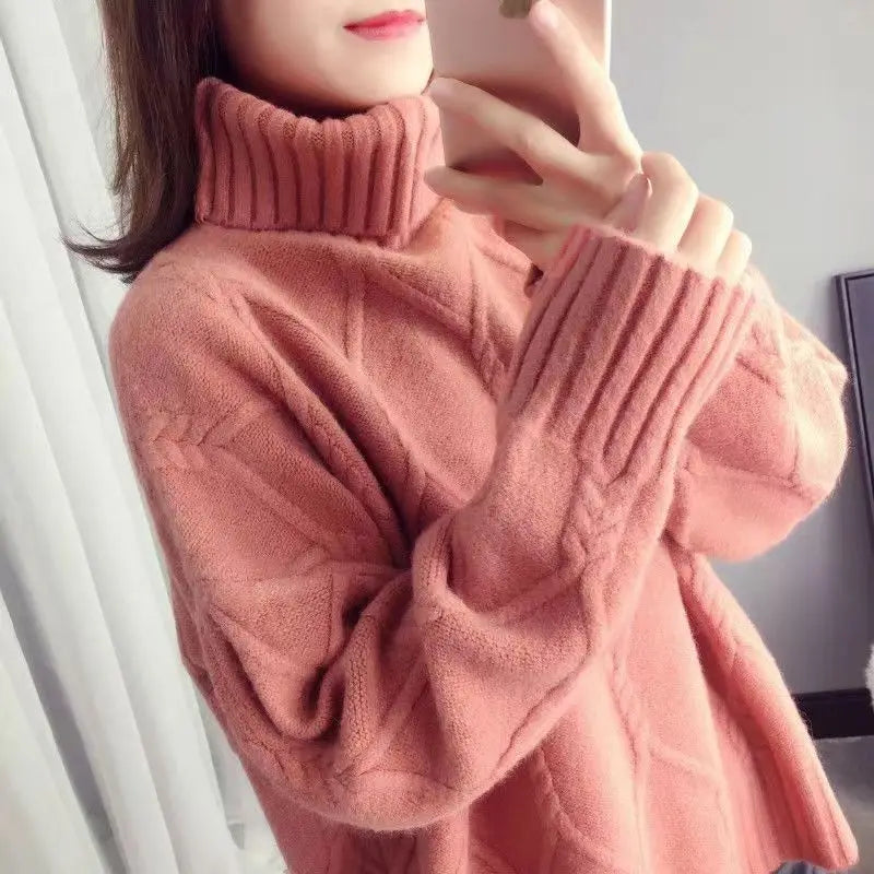 Autumn Winter New Fashion High Collar Long Sleeve Solid Sweaters Women's Clothing