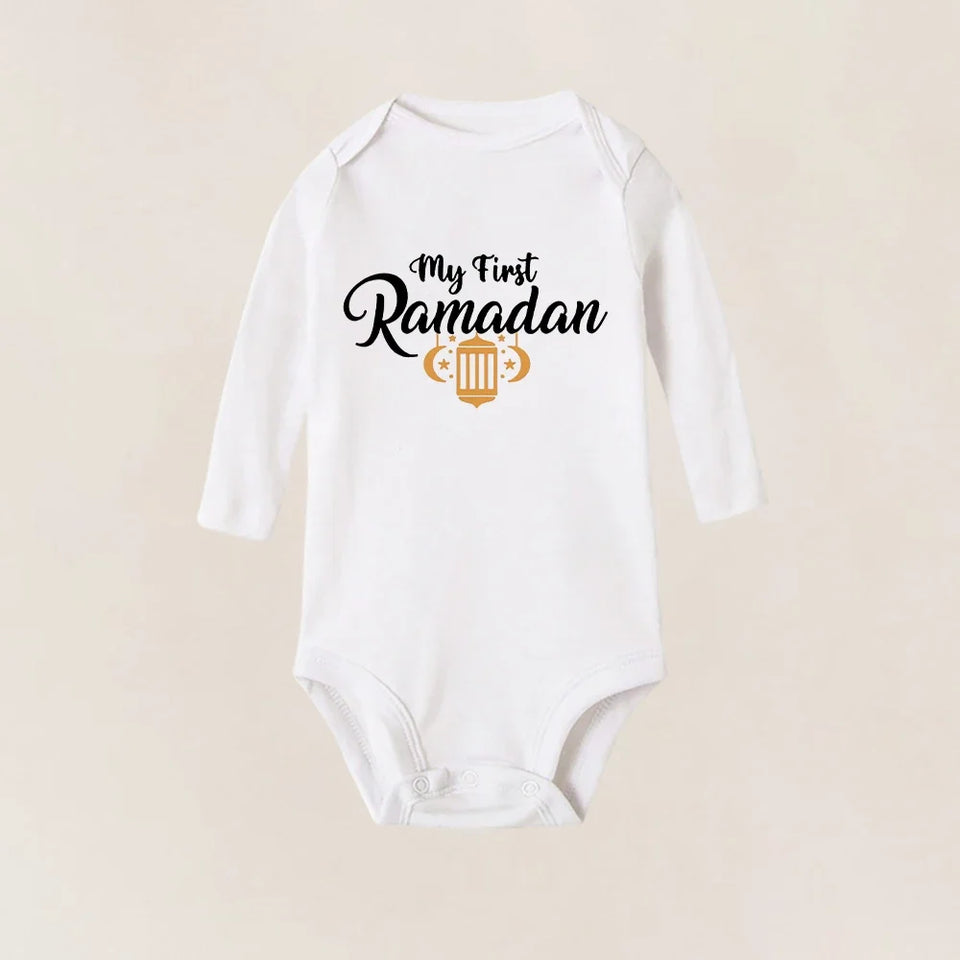Babys First Eid Bodysuit My First Eid Toddler Outfit Ramadan New Born Long Sleeve Romper Child Boy Girl Ramadan Clothes