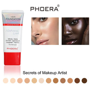 Liquid Foundation Mineral Touch Oil Control Matte Skin-Friendly Makeup Full Coverage 24Hour Long Lasting Cosmetic
