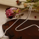 Authentic S925 Sterling Silver Necklace 2mm Sparkling Collarbone, Sweater Chain, High Charm Jewelry Gift Women