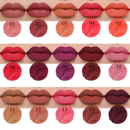 Matte Velvet Lipstick Pencil Waterproof Long Lasting Sexy Red Lip Sticks Non-Stick Cup Makeup Lip Tint Pencil Cosmetics 15Colors