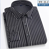 Summer men's long-sleeved shirt spring and summer ice silk thin stripes business casual high-quality work clothes wear fashion