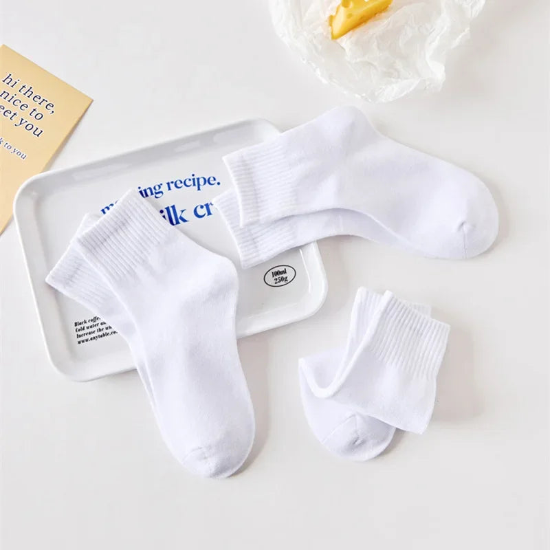 Thick Cotton White Children Socks Over 3 Years Old Kids Middle Tube Sock for Boy Girl Sweat-Absorbing Breathable Sports Socks