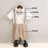 Boys Spring Summer Khaki Striped Suit Set Baby Child Birthday Party Wedding Photography Costume Kids Blazer Vest Pants Clothes