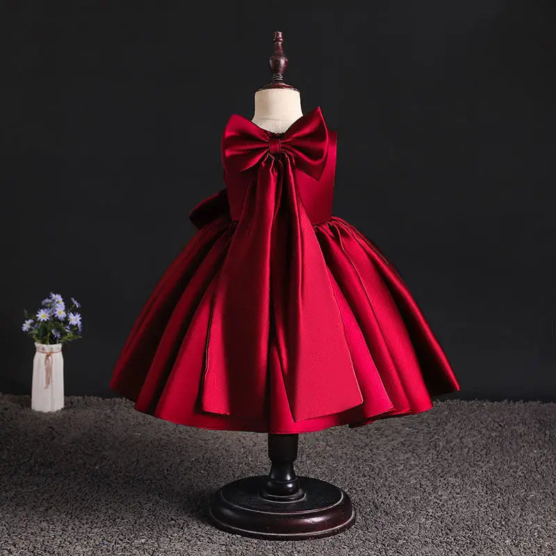 Customized Flower Baby Girls Wedding Birthday Bownot Dresses Clothing Toddler Kids Princess Party Ball Holy Communion Gown