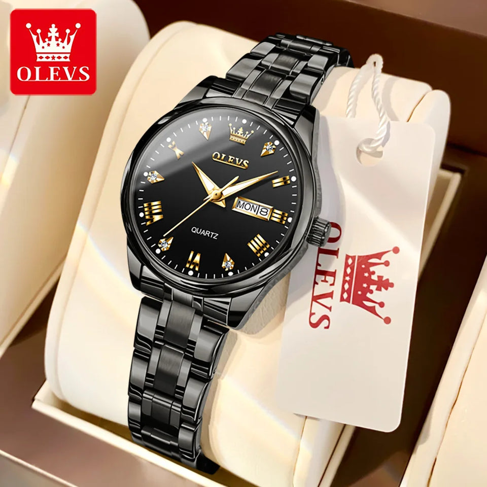 OLEVS High Quality Luxury Couple Watch For Men Women Stainless Steel Original Watches Top Brand Waterproof Couple Wrist Watches
