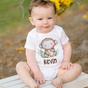 Personalized Monkey with Name Baby Jumpsuit Baby